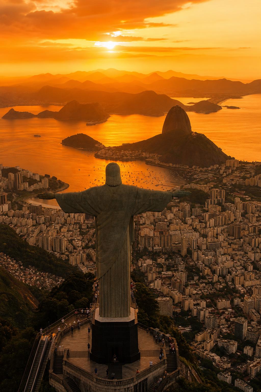 Cristo Redentor ao pôr do sol